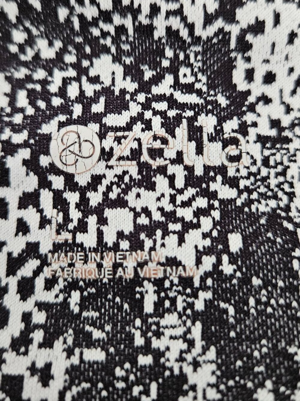 Zella Black/White Textured Static Abstract Print Legging L - Picture 7 of 10